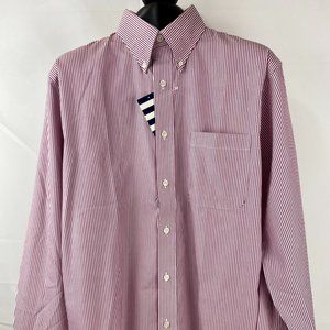 New Lands' End Long Sleeve Shirt 15-34 M Medium Regular 100% Pinpoint Cotton